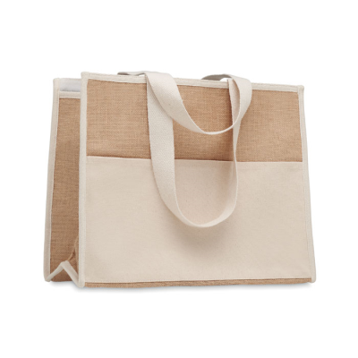 Picture of JUTE AND CANVAS COOL BAG in Brown