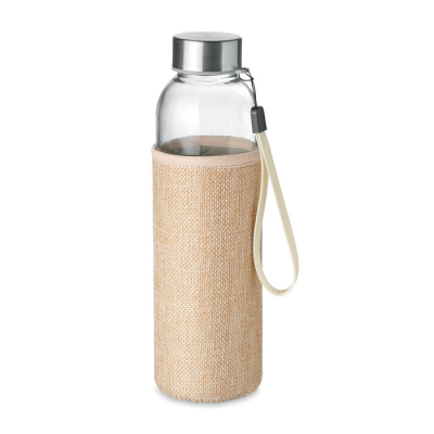 Picture of GLASS BOTTLE in Pouch 500Ml in Brown.