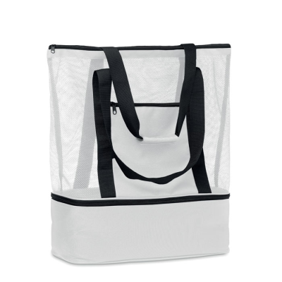 Picture of MESH SHOPPER TOTE BAG in 600D Rpet in White.