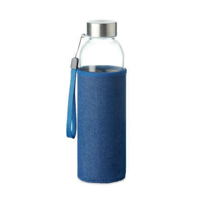 Picture of GLASS BOTTLE in Pouch 500 Ml in Blue