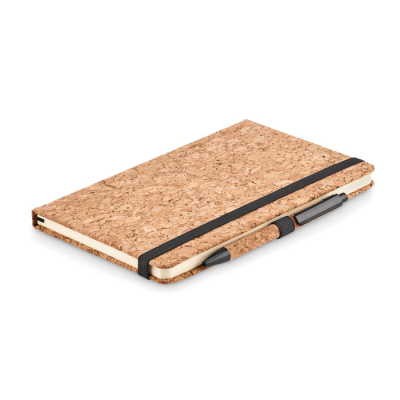 Picture of A5 CORK NOTE BOOK AND PEN SET in Black