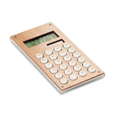 Picture of 8 DIGIT BAMBOO CALCULATOR in Brown.