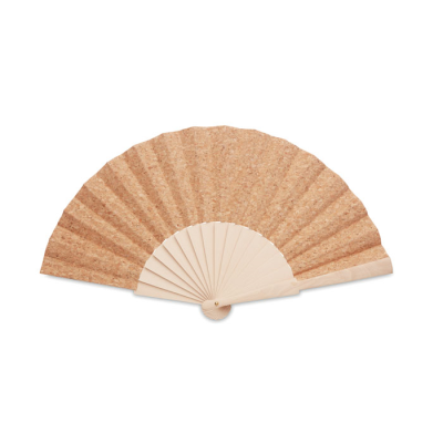 Picture of WOOD HAND FAN with Cork Fabric in Brown