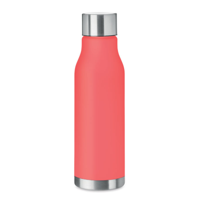Picture of 600ML RPET BOTTLE with Stainless Steel Cap in Transparent Red.