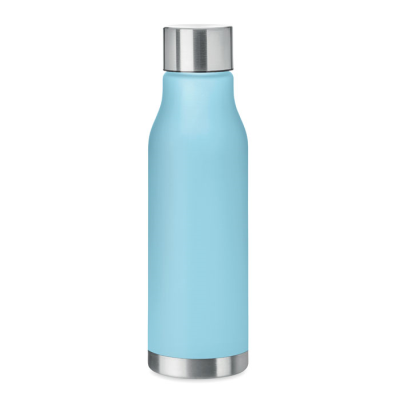 Picture of 600ML RPET BOTTLE with Stainless Steel Cap in Transparent Light Blue.