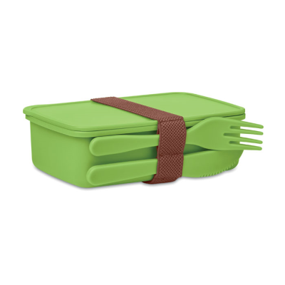 Picture of LUNCH BOX with Cutlery in Green.