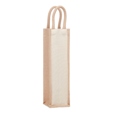 Picture of JUTE WINE BAG FOR ONE BOTTLE in Brown.