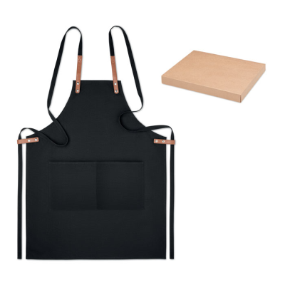 Picture of ORGANIC COTTON APRON 340 GR & M² in Black.