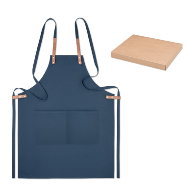 Picture of ORGANIC COTTON APRON 340 GR & M² in Blue.