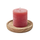 Picture of CANDLE ON ROUND WOOD BASE in Red