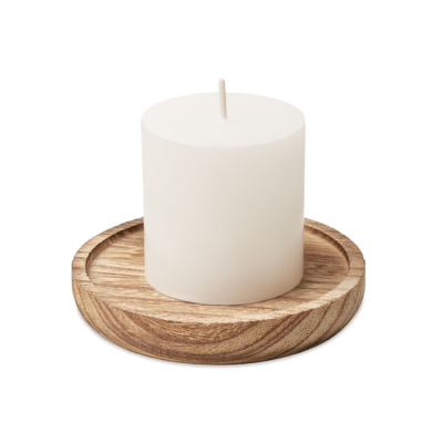 Picture of CANDLE ON ROUND WOOD BASE