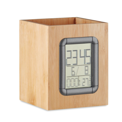 Picture of BAMBOO PENHOLDER AND LCD CLOCK