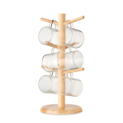 Picture of BAMBOO CUP SET HOLDER in Brown.