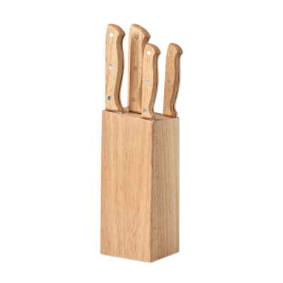 Picture of 5 PIECE KNIFE SET in Base in Brown