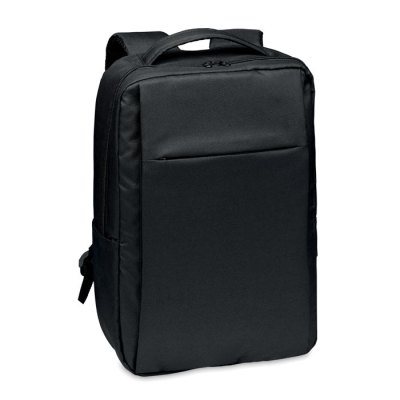 Picture of LAPTOP BACKPACK RUCKSACK in 300D RPET in Black.