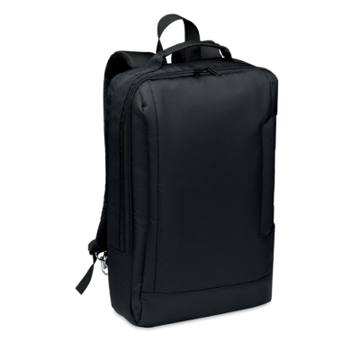 Picture of LAPTOP BACKPACK RUCKSACK in 300D RPET in Black.