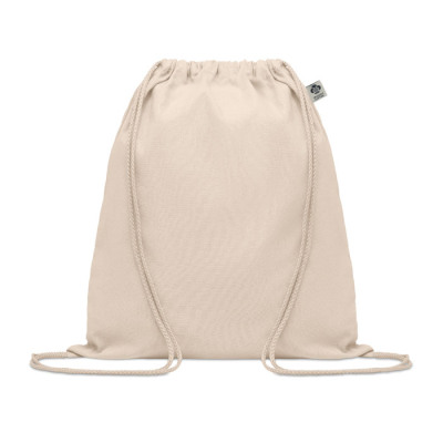 Picture of ORGANIC COTTON DRAWSTRING BAG in Brown.