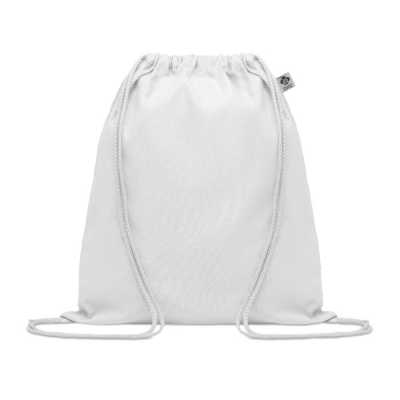 Picture of ORGANIC COTTON DRAWSTRING BAG in White.