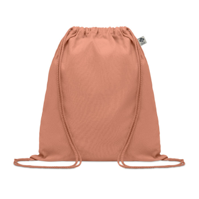 Picture of ORGANIC COTTON DRAWSTRING BAG in Orange.