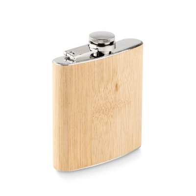 Picture of BAMBOO SLIM HIP FLASK 170ML in Brown.