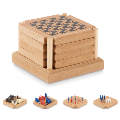 Picture of 4-PIECE COASTER GAME SET in Brown.