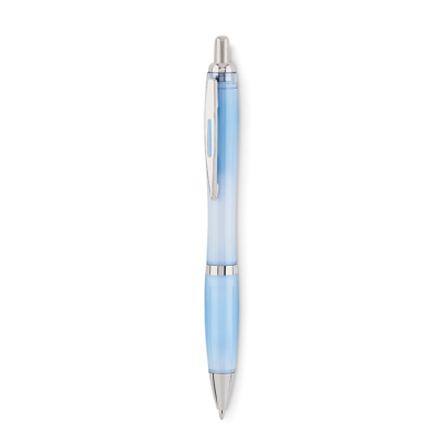 BALL PEN in Rpet in Transparent Light Blue.