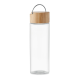 Picture of GLASS BOTTLE 500ML BAMBOO LID in White