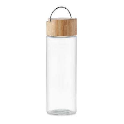 Picture of GLASS BOTTLE 500ML BAMBOO LID in Transparent