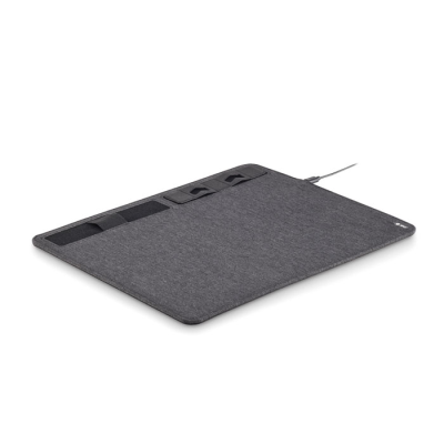 Picture of RPET MOUSEMAT CHARGER 15W in Grey.