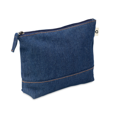 Picture of RECYCLED DENIM COSMETICS POUCH in Blue.