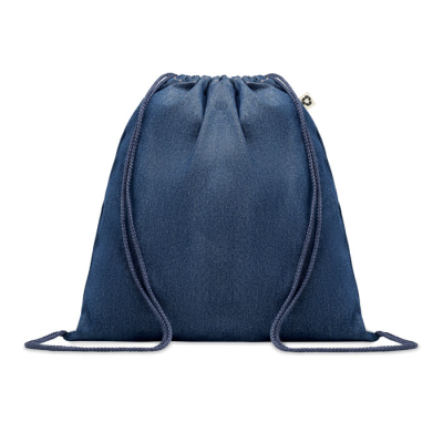 Picture of RECYCLED DENIM DRAWSTRING BAG in Blue.