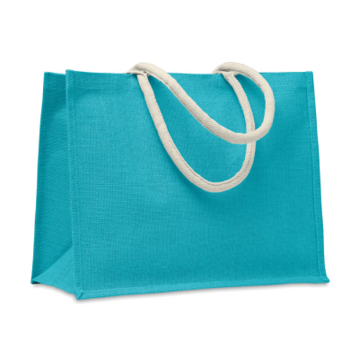 Picture of JUTE BAG with Cotton Handle in Turquoise.