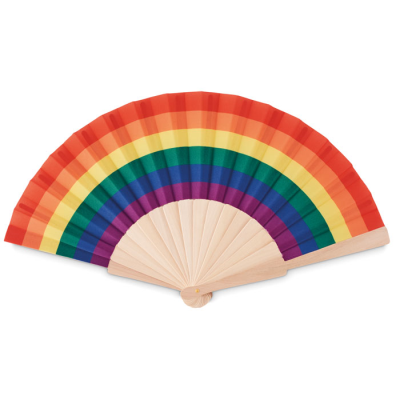 Picture of RAINBOW WOOD HAND FAN.