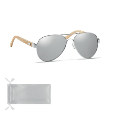 Picture of BAMBOO SUNGLASSES in Pouch in Shiny Silver