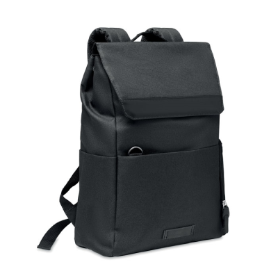 Picture of 600D RPET LAPTOP BACKPACK RUCKSACK in Black.