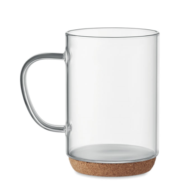 Picture of GLASS MUG 400ML with Cork Base in White