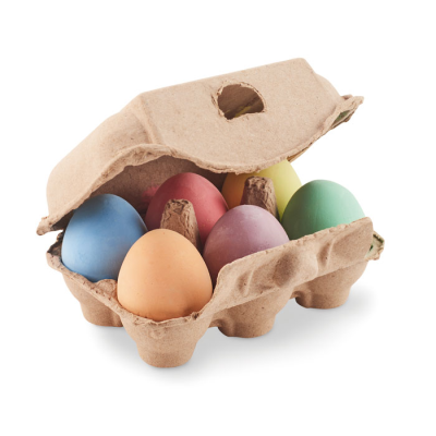 Picture of 6 CHALK MINI EGGS in Box in Brown.