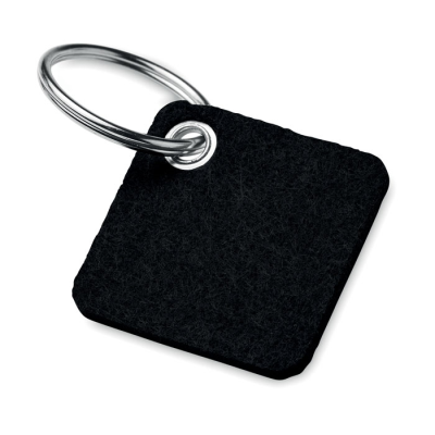 Picture of RPET FELT KEYRING in Black.