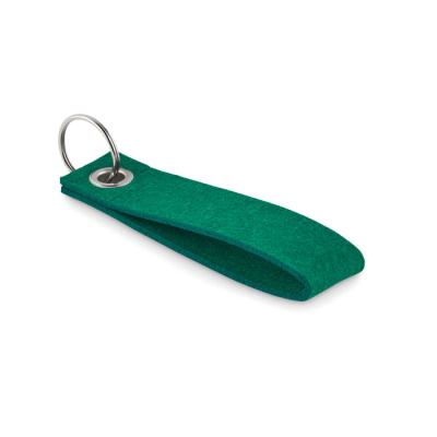 Picture of RPET FELT KEYRING in Green.