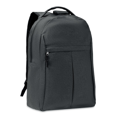 Picture of 600D RPET 2 TONE BACKPACK RUCKSACK in Black.