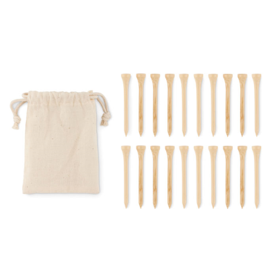 Picture of 20 BAMBOO GOLF TEES SET in Brown.