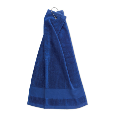 Picture of COTTON GOLF TOWEL with Hanger in Blue.