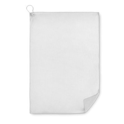 Picture of PET GOLF TOWEL with Hook Clip in White.