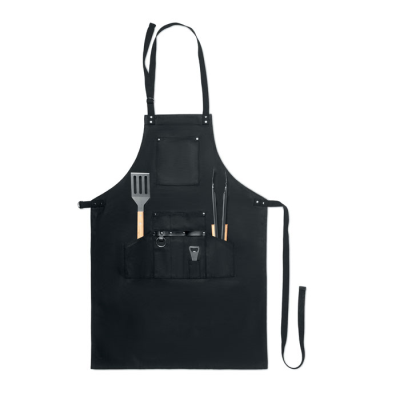 Picture of APRON BBQ SET in Black.