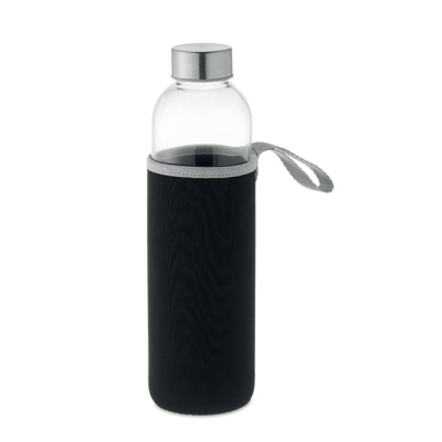 Picture of GLASS BOTTLE in Pouch 750Ml in Black.