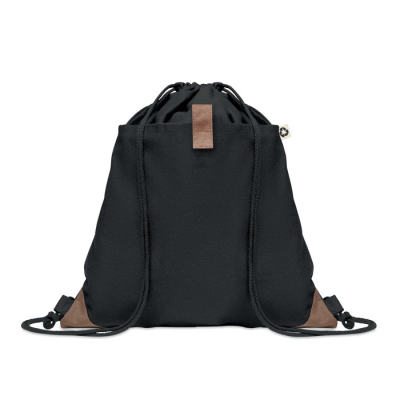 Picture of RECYCLED COTTON DRAWSTRING BAG in Black.