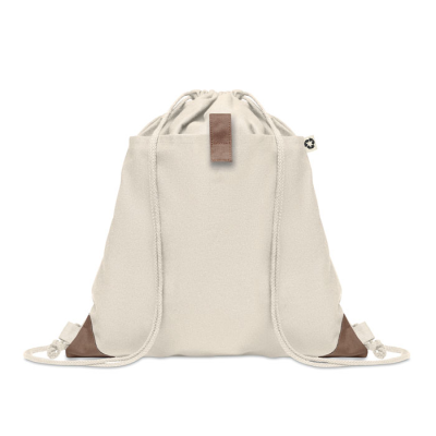 Picture of RECYCLED COTTON DRAWSTRING BAG in Beige.