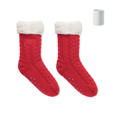 Picture of PAIR OF SLIPPER SOCKS M in Red.