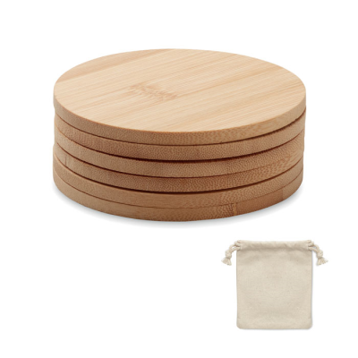 Picture of SET OF 6 BAMBOO COASTERS in Brown