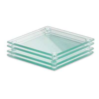 Picture of RECYCLED GLASS COASTER SET in White